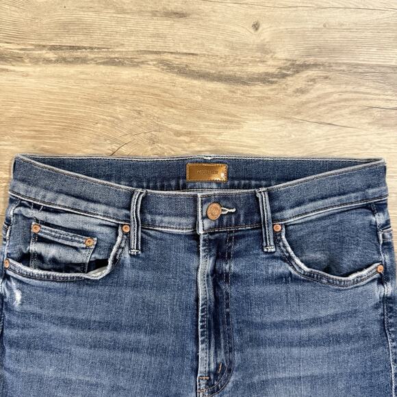 MOTHER Insider Crop Step Chew Jeans Women’s 28 High Rise Raw Hem Distressed - Picture 2 of 8